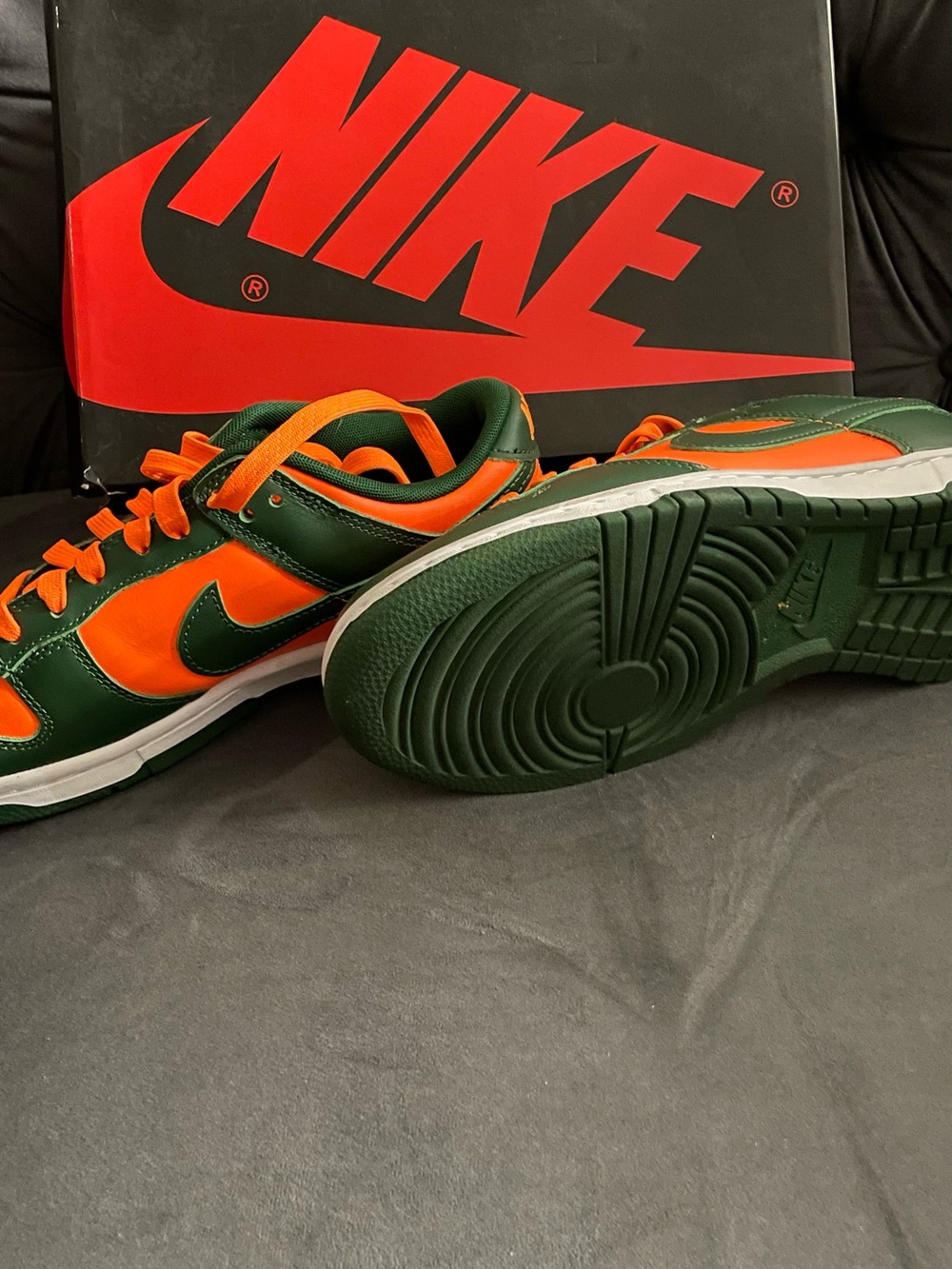 Nike Low Top Sneakers - Green & Orange (size 7Y)